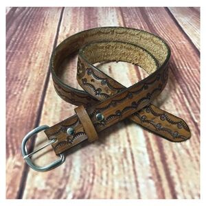 New! Genuine Leather Tooled Belt